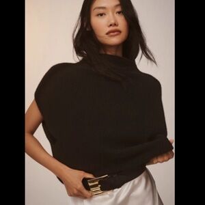 Anthropologie The Enzo Cashmere Poncho Sweater Vest XS Petite Chocolate Brown